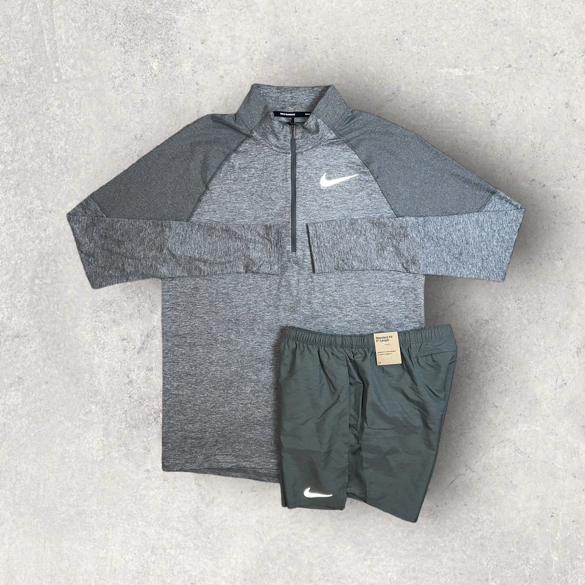 NIKE ELEMENT 1.4 ZIP/ SHORT SET - SMOKE GREY/GREY