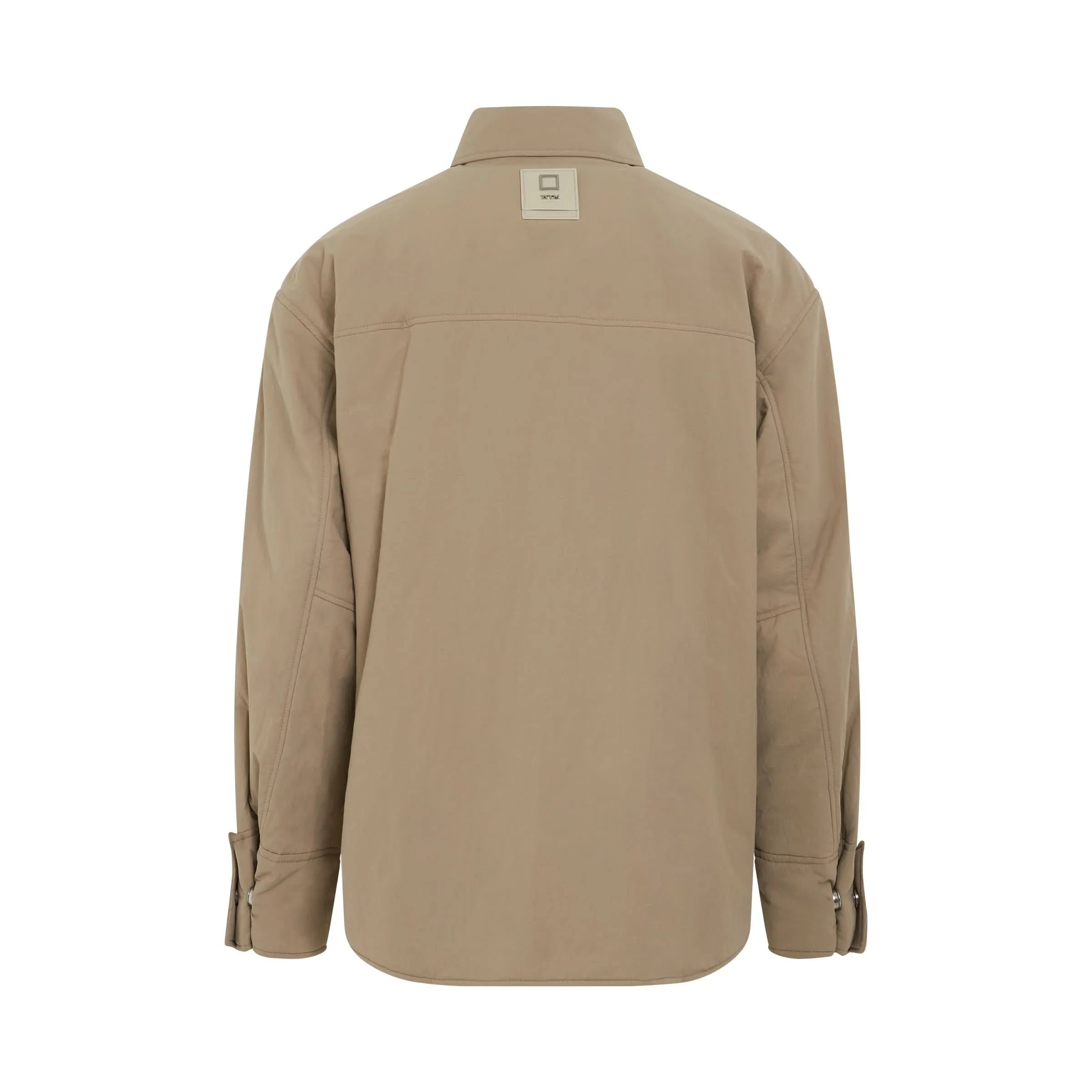 Nylon Leather Patch Jacket in Beige