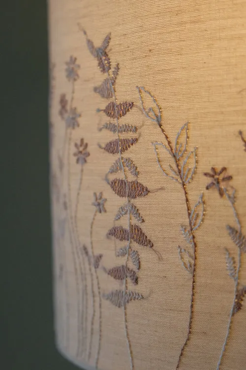 Okhai "Sierra" Hand-Embroidered Pure Cotton Beige Lampshade