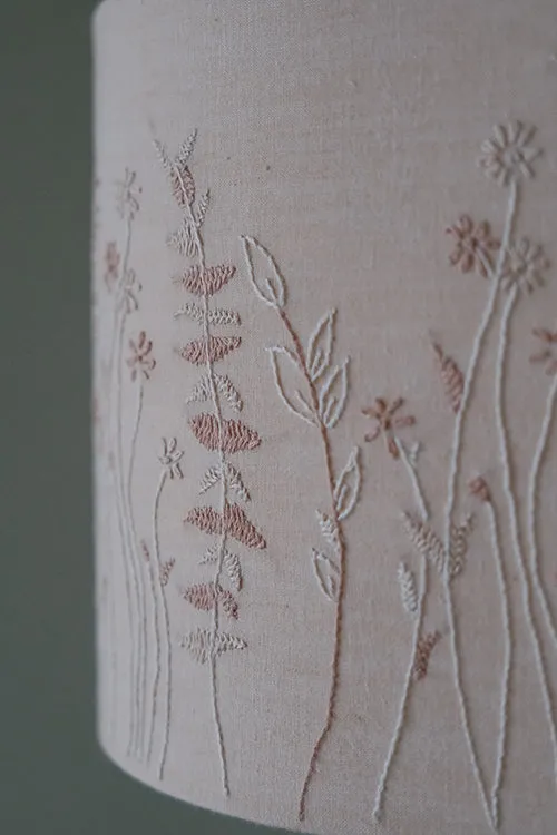 Okhai "Sierra" Hand-Embroidered Pure Cotton Beige Lampshade