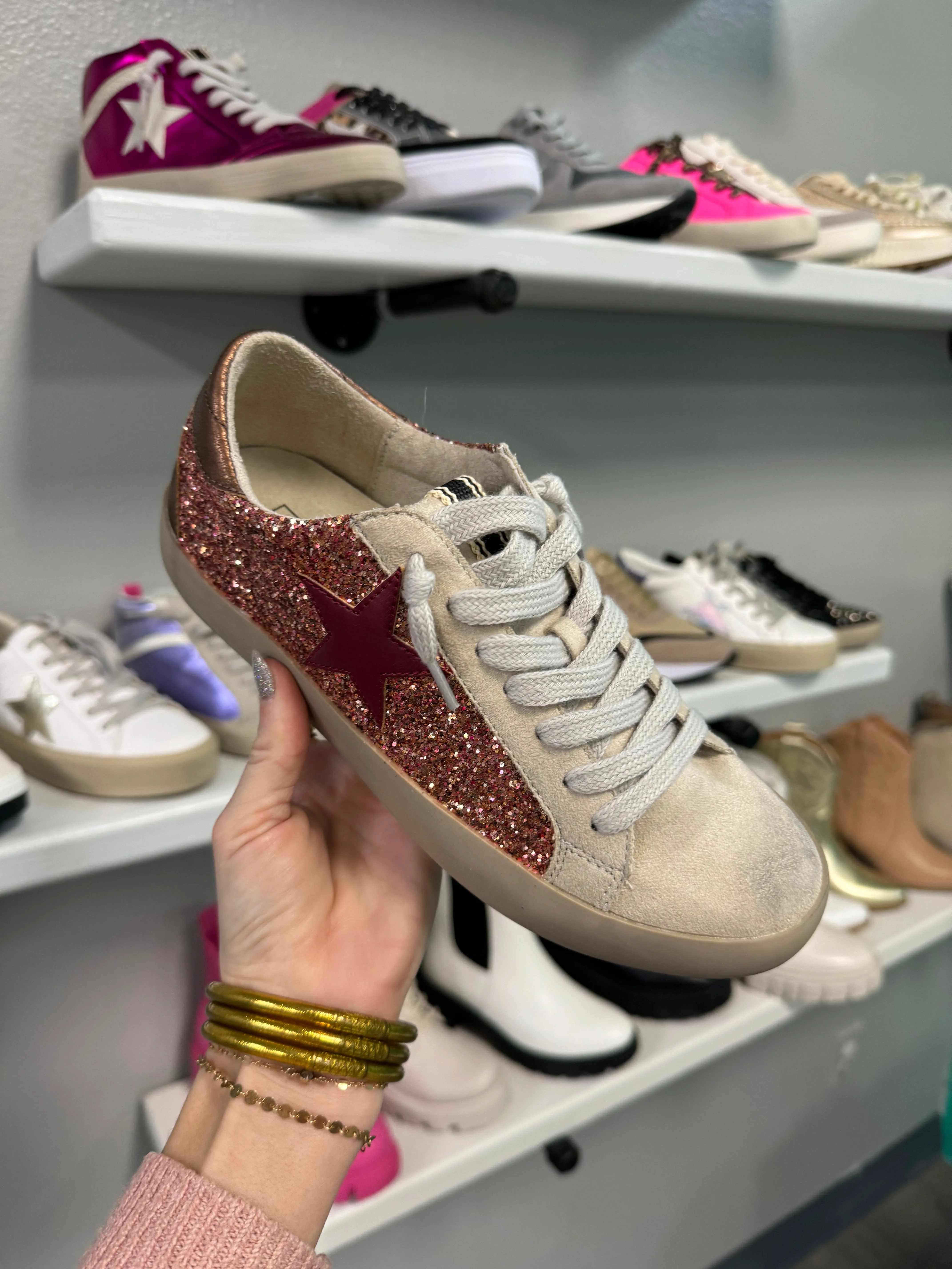 Paula Rose Gold Glitter Sneaker