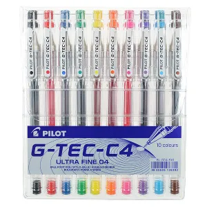 Pilot G-Tec-C4 Rollerball Pen Assorted Wallet of 10