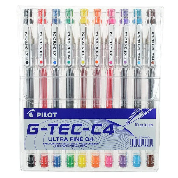Pilot G-Tec-C4 Rollerball Pen Assorted Wallet of 10