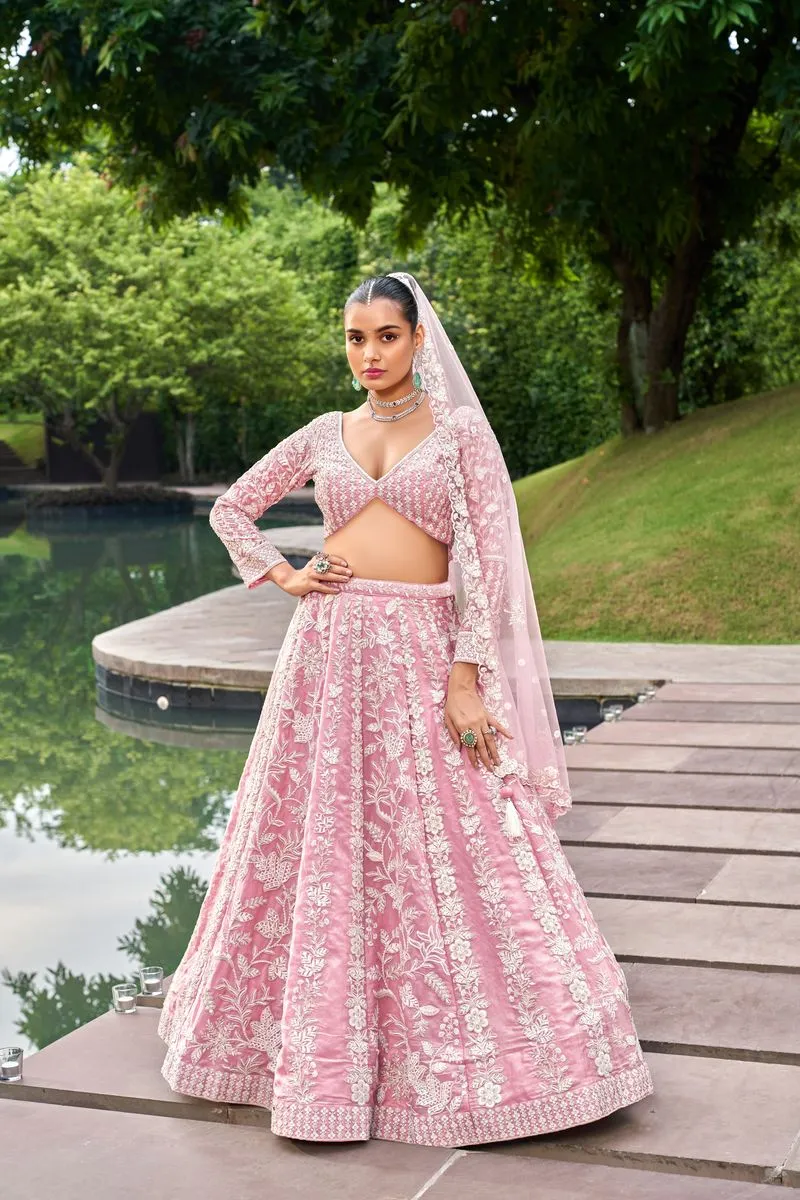 Rose Pink Sequins Embroidery Lehenga Choli