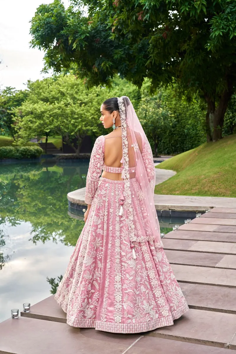 Rose Pink Sequins Embroidery Lehenga Choli