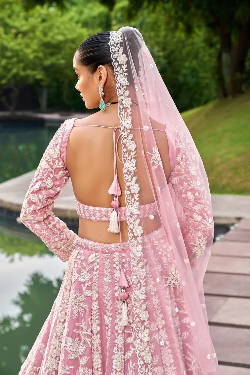 Rose Pink Sequins Embroidery Lehenga Choli