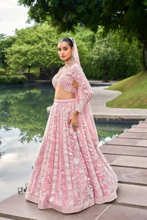 Rose Pink Sequins Embroidery Lehenga Choli