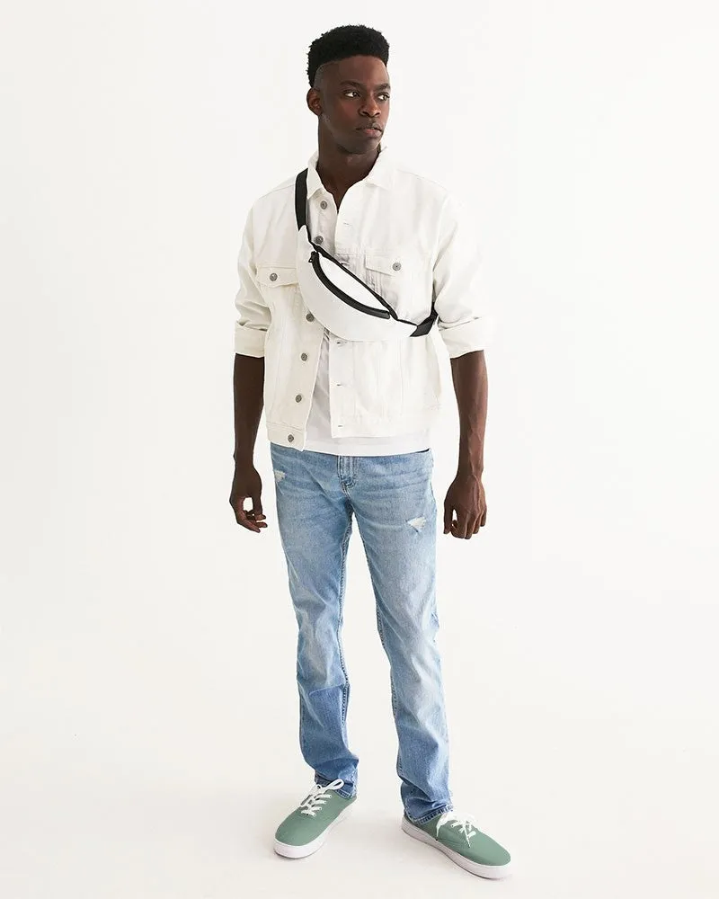 Shaded Pale Pastel Green Gray Canvas Sneakers | Men's | C30M0Y30K30