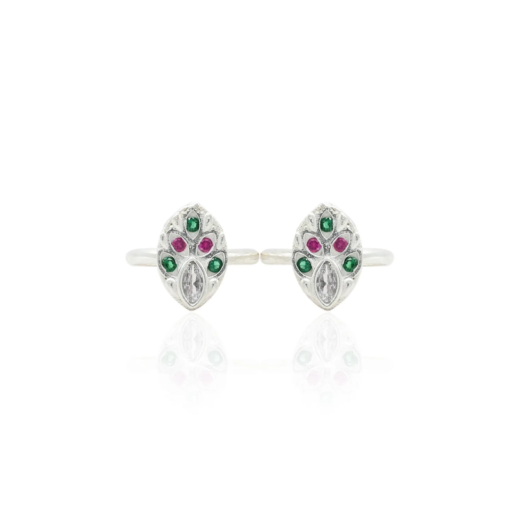Silver Emerald Enchantment Toe Rings