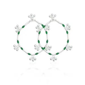 Silver Green Gem Kada Payal
