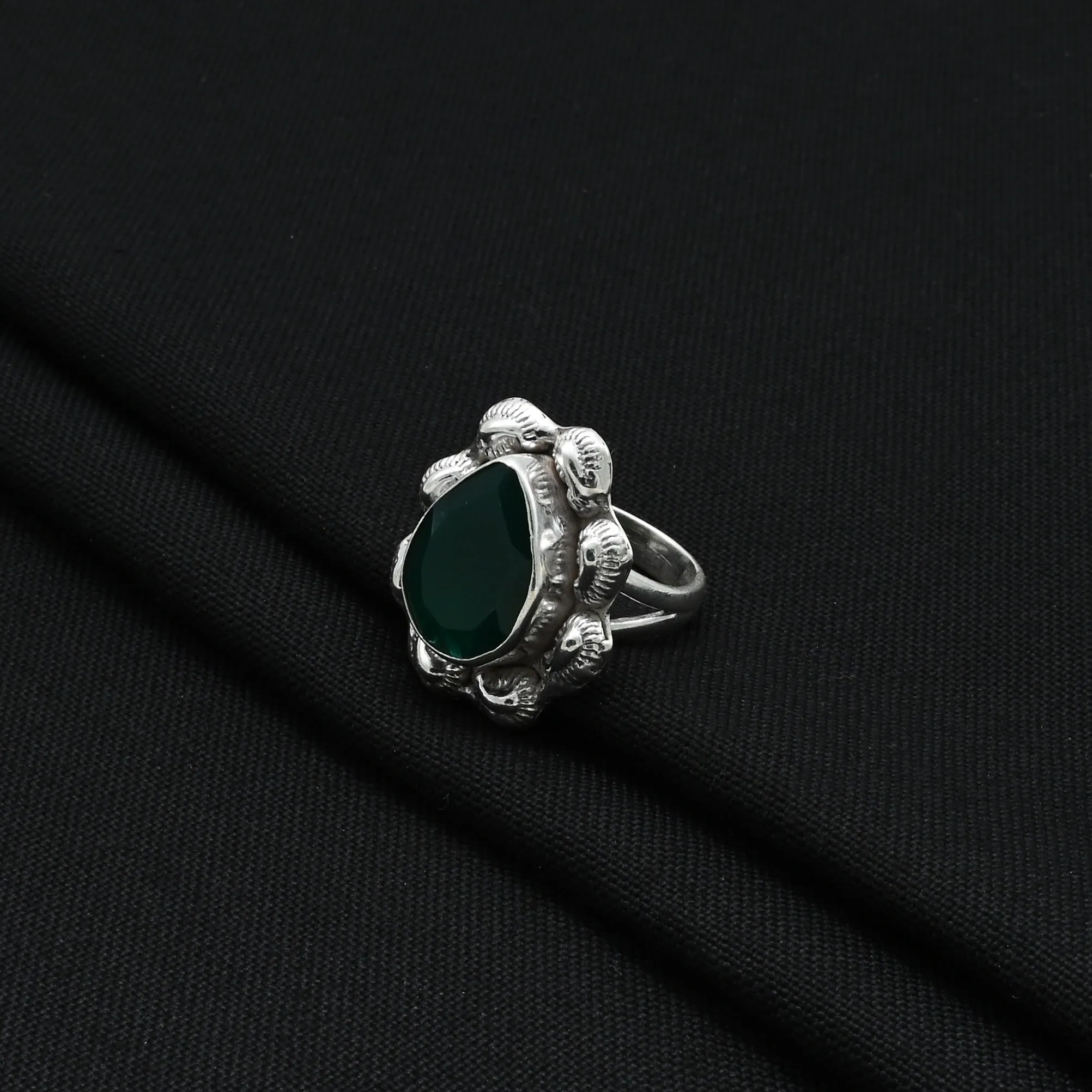 Silver Stunning Green Gemstone Ring