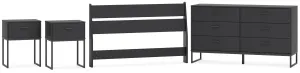 Socalle Full Panel Headboard with Dresser and 2 Nightstands in Black