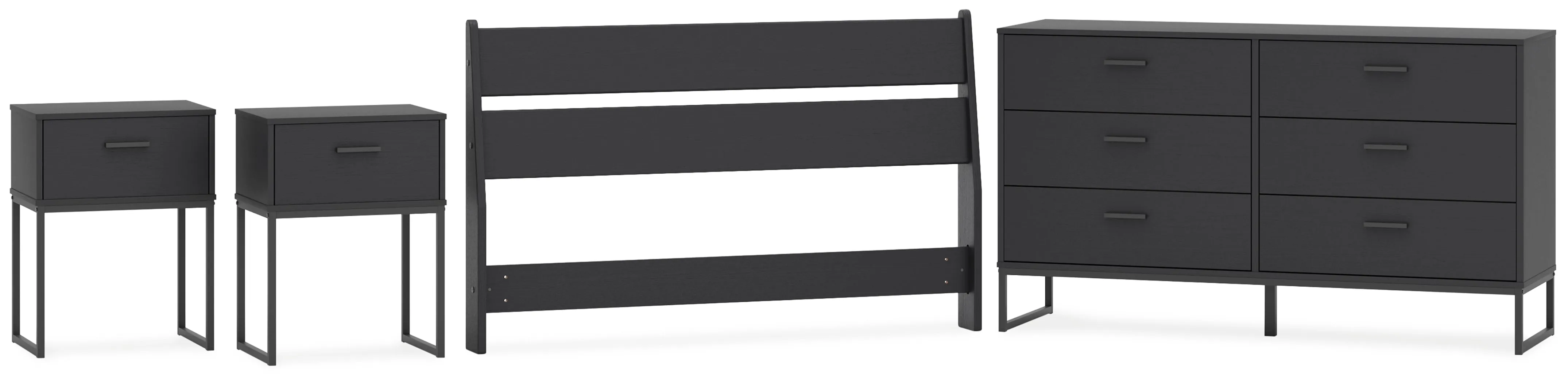 Socalle Full Panel Headboard with Dresser and 2 Nightstands in Black