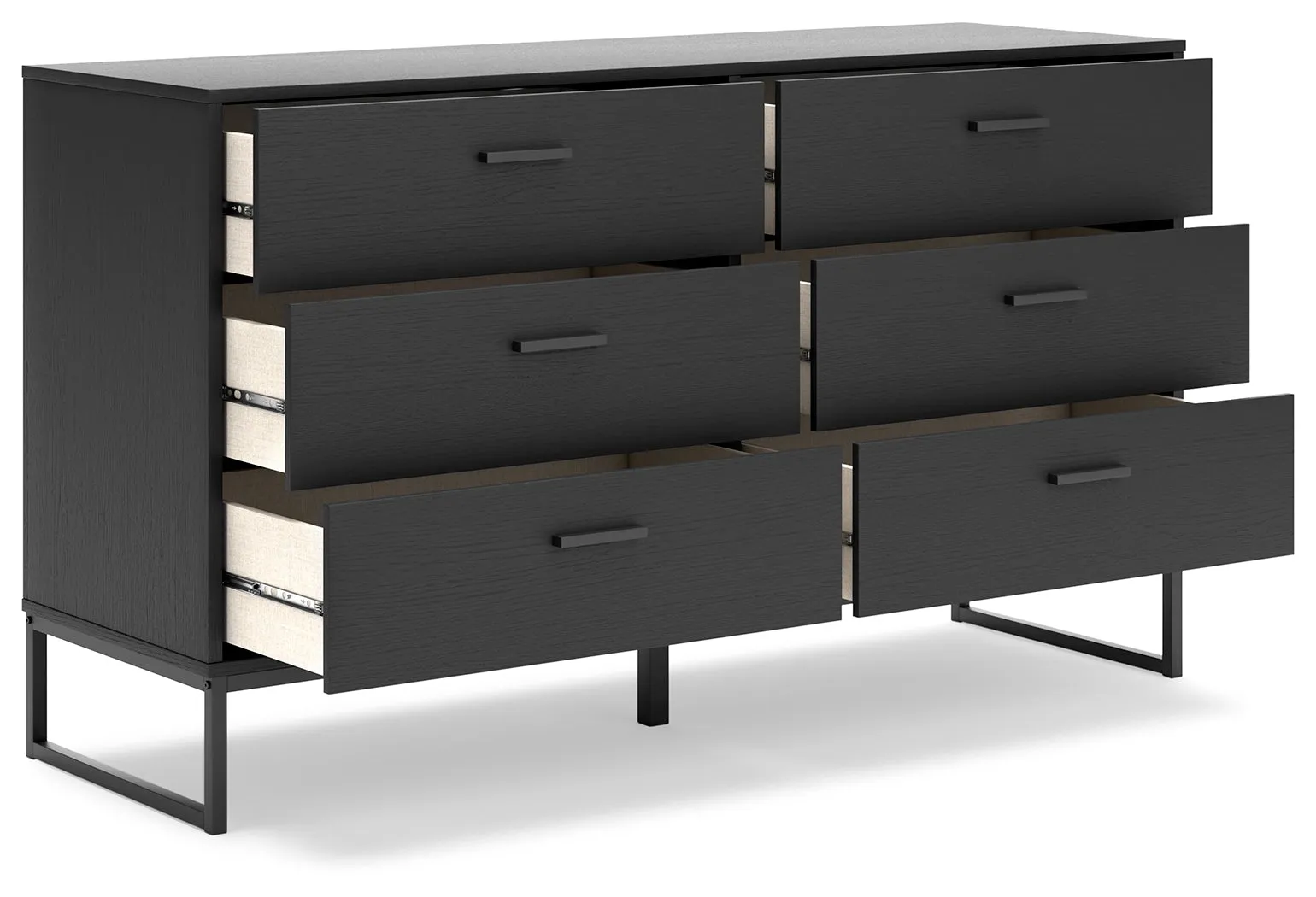 Socalle Full Panel Headboard with Dresser and 2 Nightstands in Black