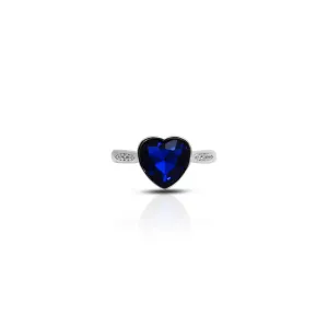 Sterling Silver "Winter Love" Heart-Cut Blue Stone Ring for Her