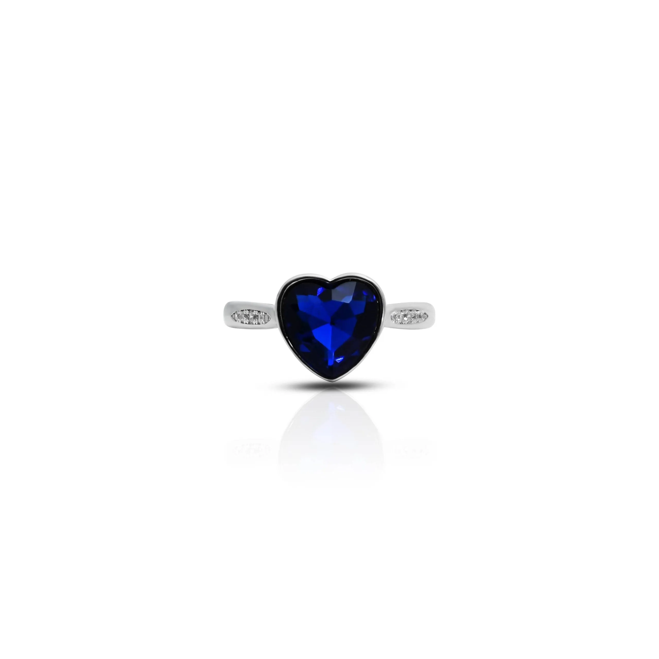 Sterling Silver "Winter Love" Heart-Cut Blue Stone Ring for Her