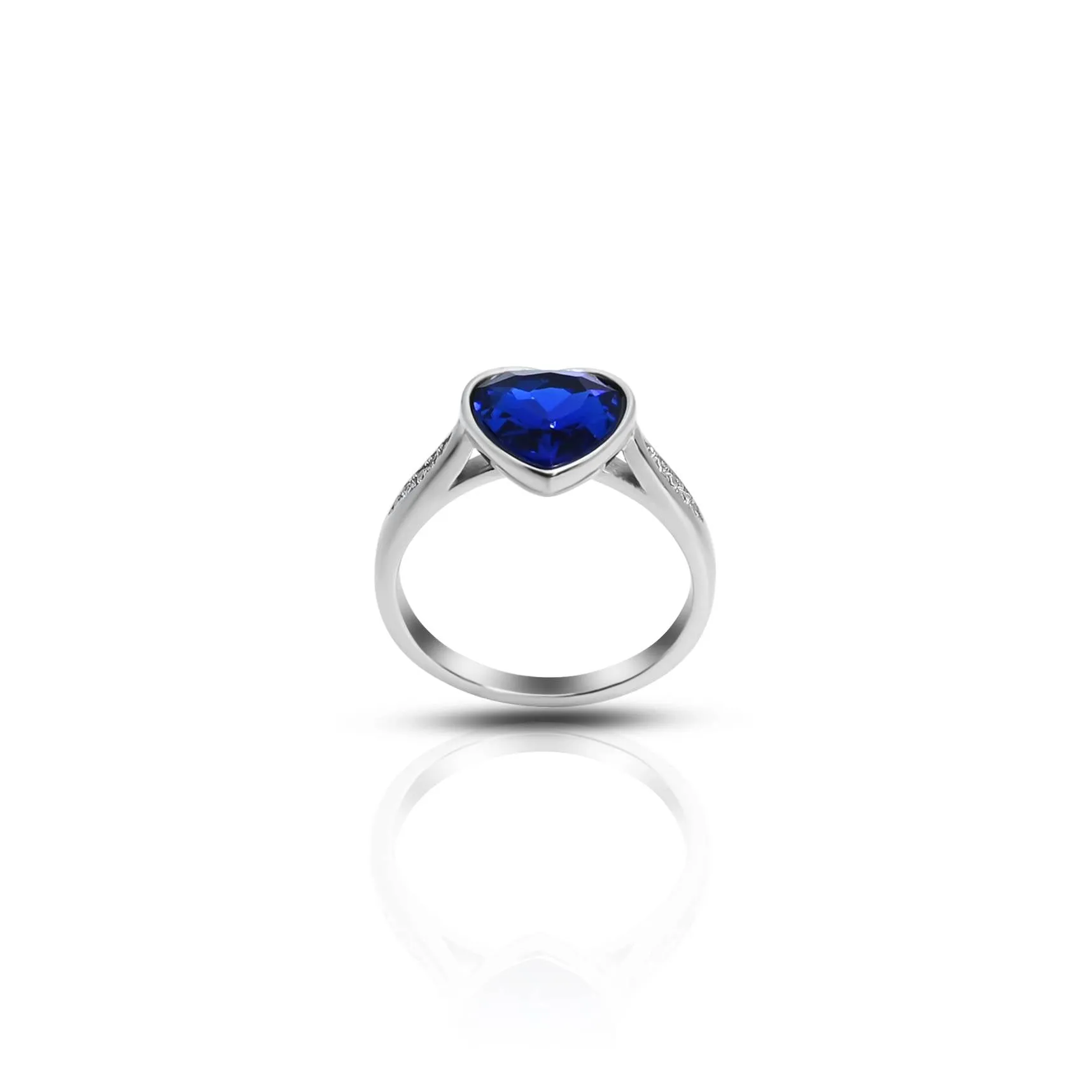 Sterling Silver "Winter Love" Heart-Cut Blue Stone Ring for Her