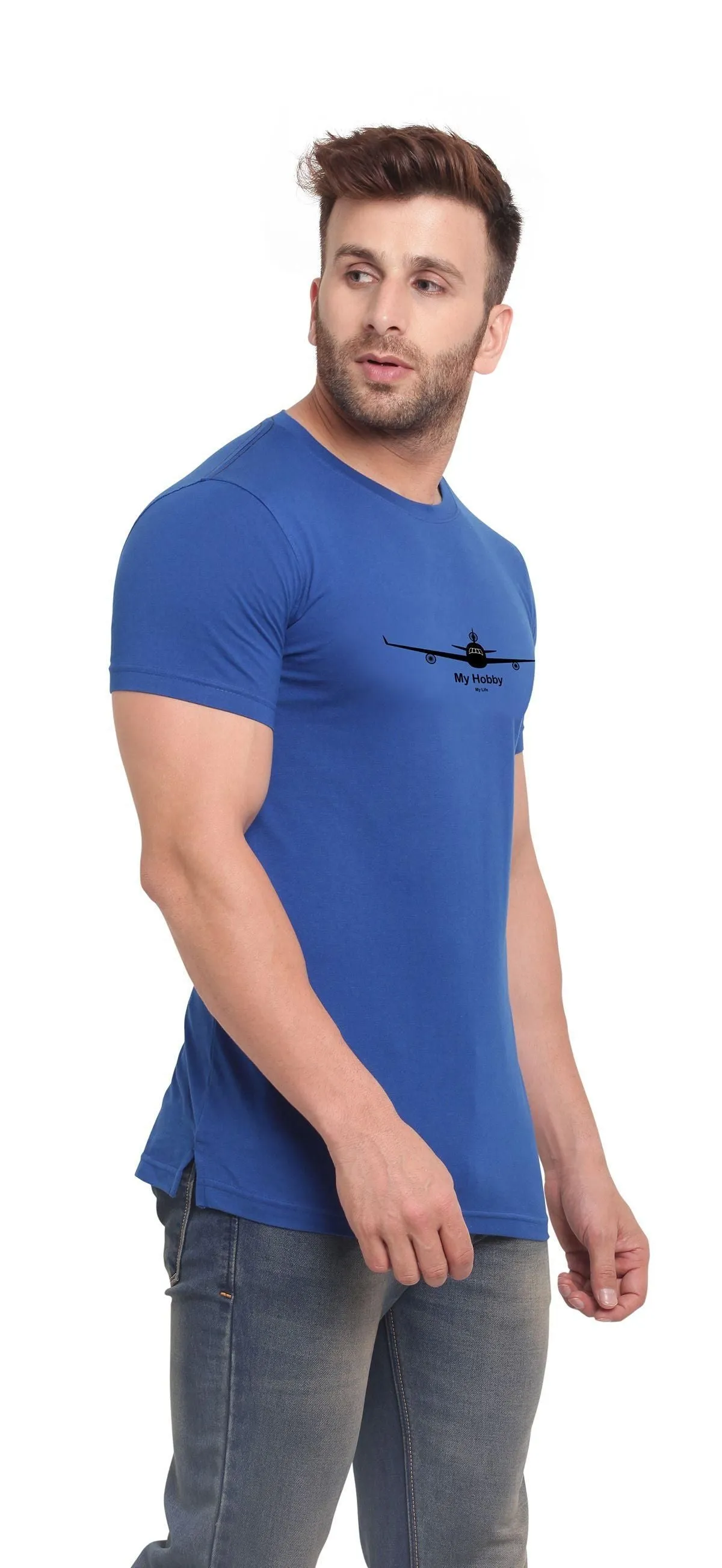 Stylish Printed Half Sleeves Round Neck T-shirt For Men