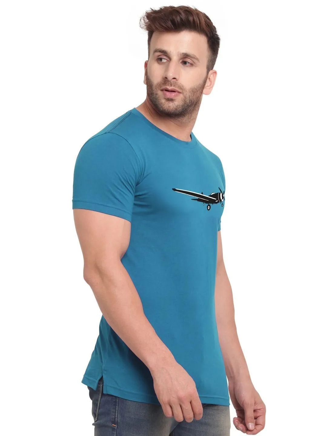 Stylish Printed Half Sleeves Round Neck T-shirt For Men