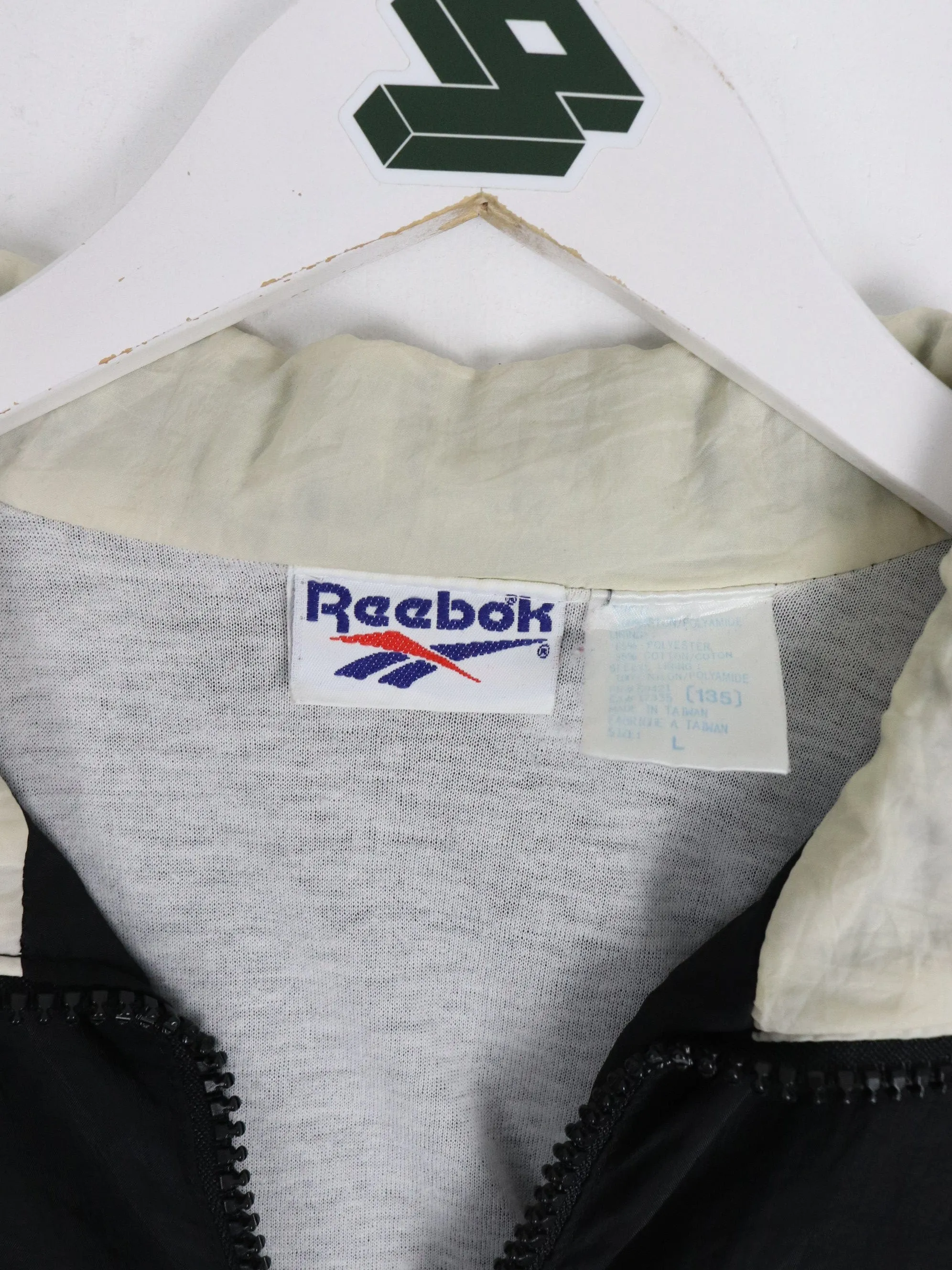Vintage Reebok Windbreaker Mens Large Black Jacket 90s