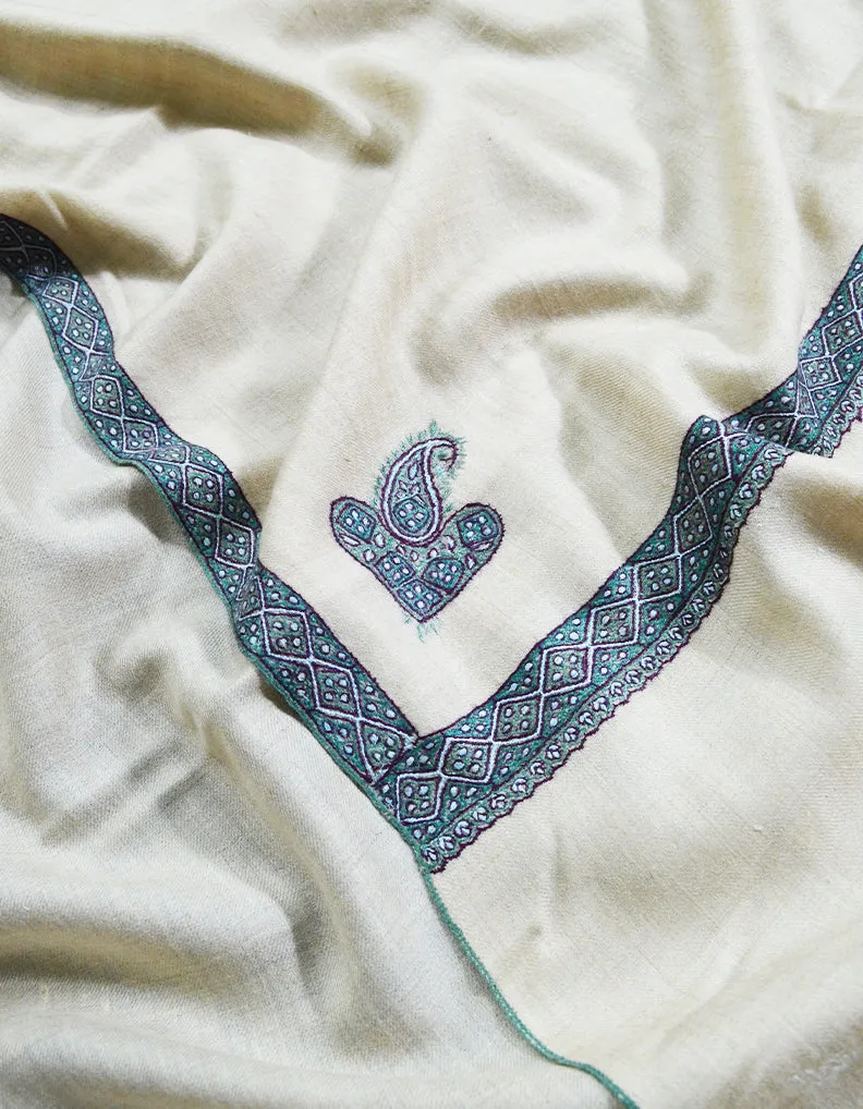 white embroidery pashmina shawl 8514