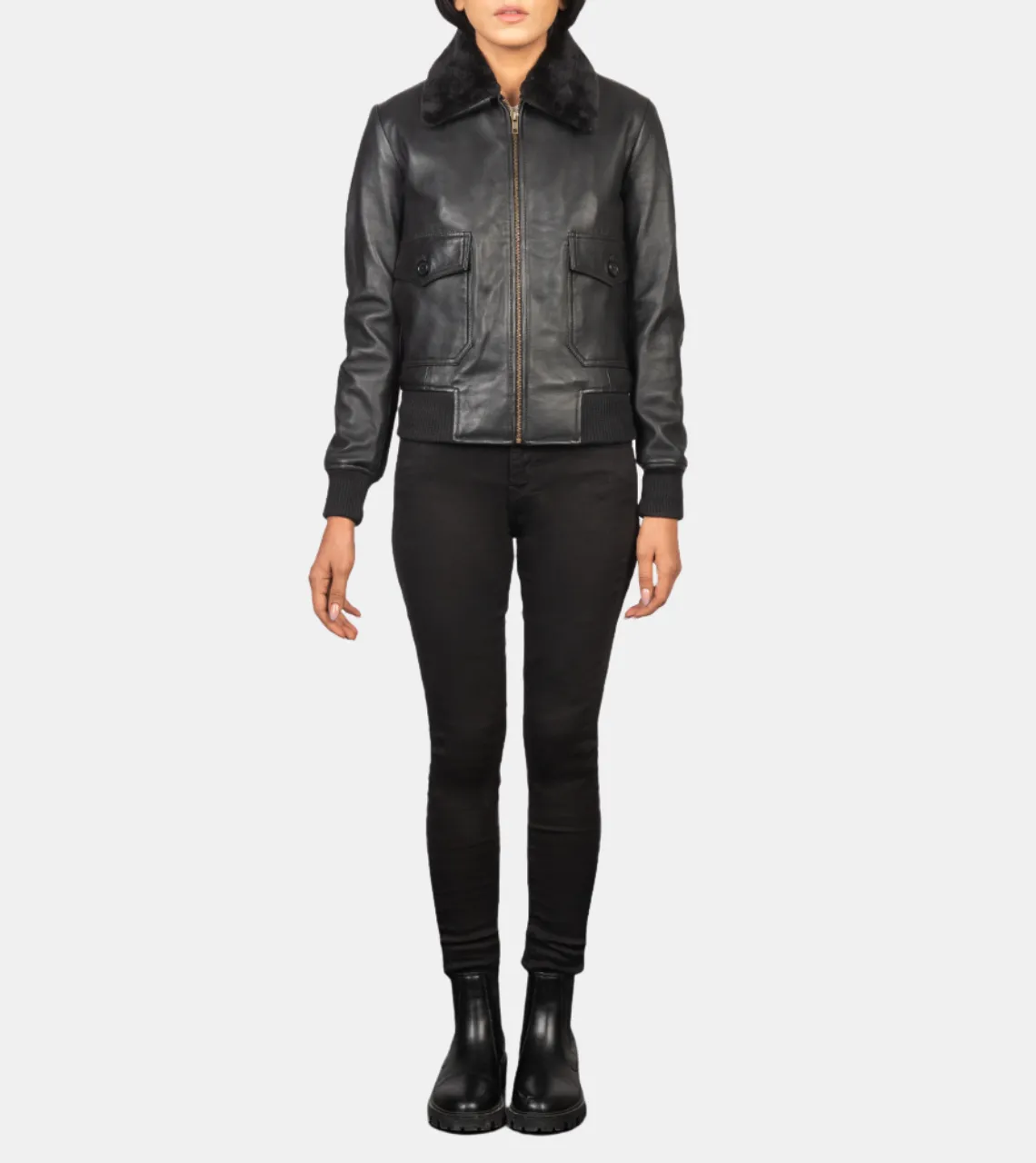 Winifred Women's Black Shearling Leather Jacket