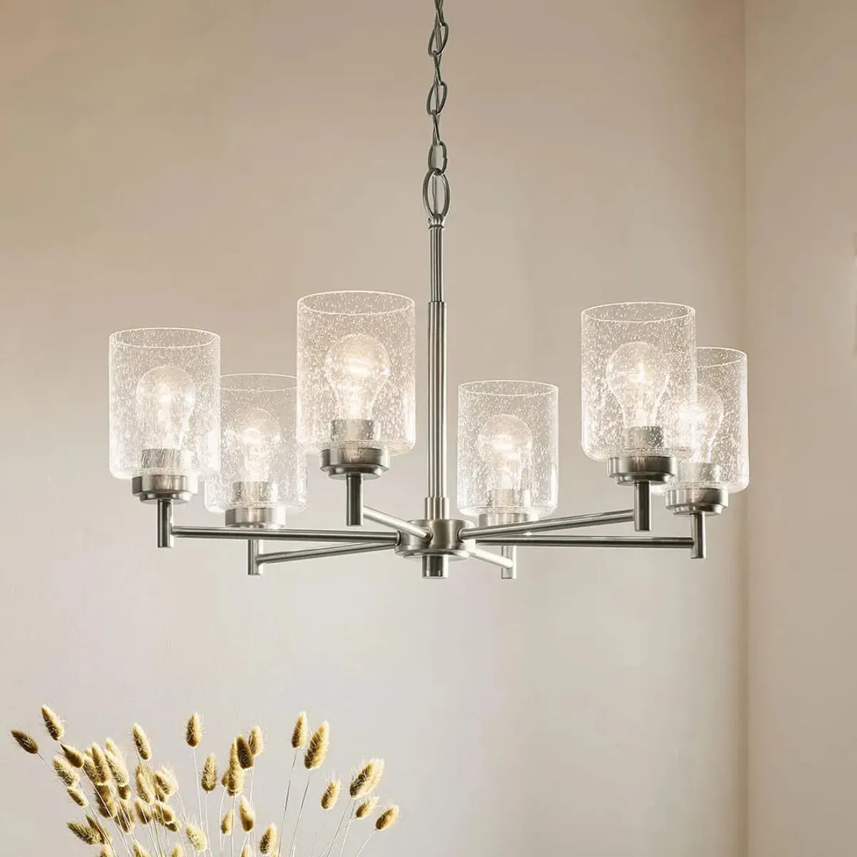 Winslow 26" 6-Light Chandelier, Brushed Nickel Finish