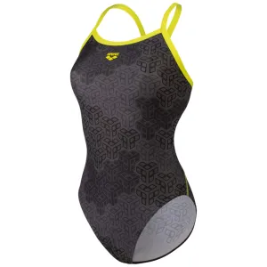 WOMEN'S ARENA SWIMSUIT CAMO KIKKO CHALLENGE BACK - SOFT GREEN/BLACK MULTI
