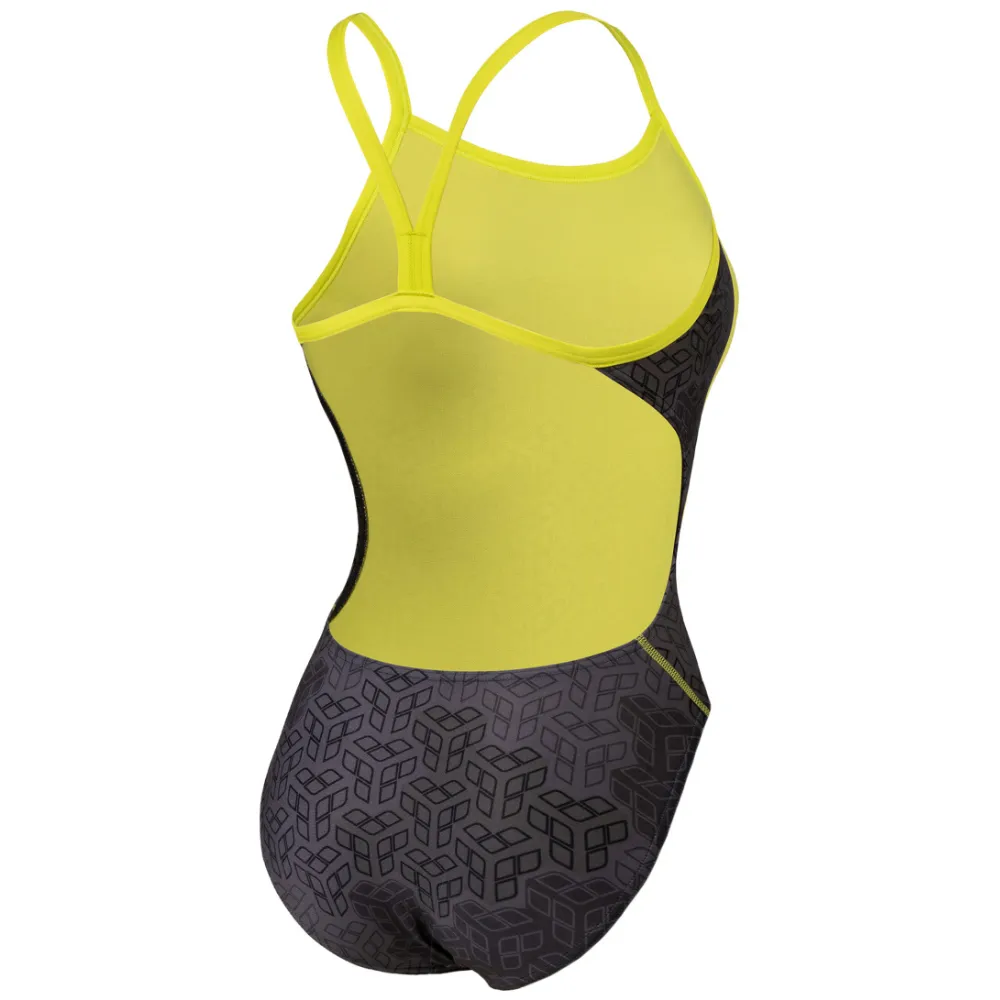 WOMEN'S ARENA SWIMSUIT CAMO KIKKO CHALLENGE BACK - SOFT GREEN/BLACK MULTI